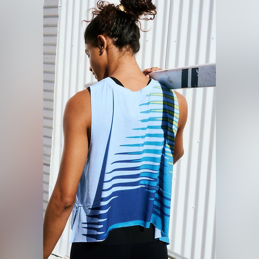 FP Movement by Free People Tempo Tank Top Stretchy Relaxed Fit in Blue & Green - Picture 5 of 8
